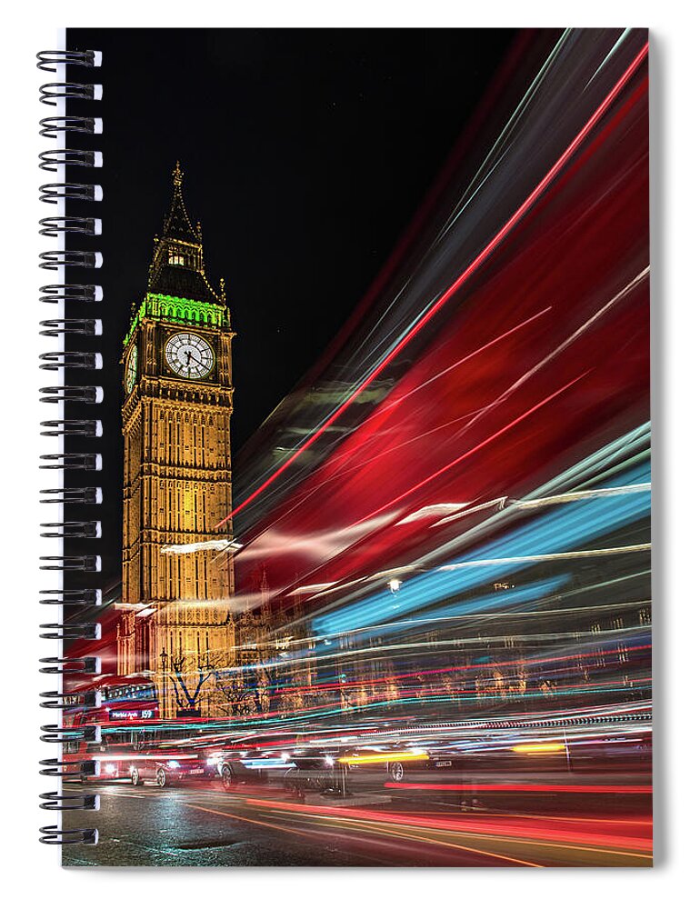 Big Ben Spiral Notebook featuring the photograph Rush Hour Chaos by Linda Villers