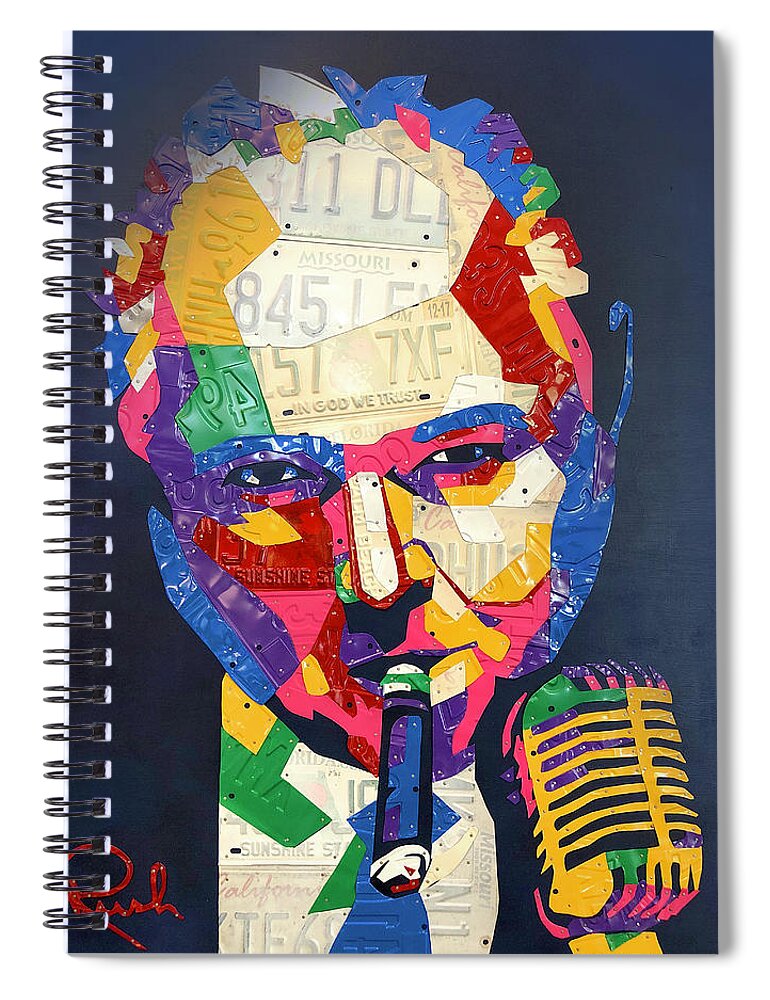 Rush Limbaugh Spiral Notebook featuring the mixed media Rush Limbaugh License Plate Art Portrait by Design Turnpike