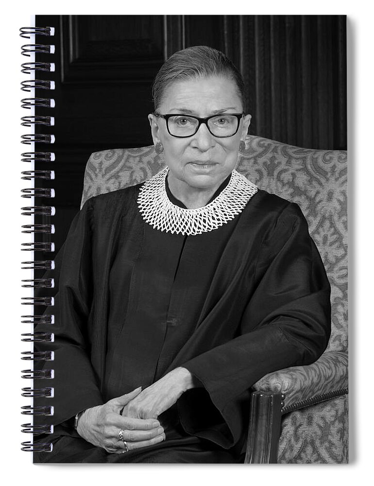 Ruth Bader Ginsburg Spiral Notebook featuring the photograph Ruth Bader Ginsburg Portrait - 2016 by War Is Hell Store