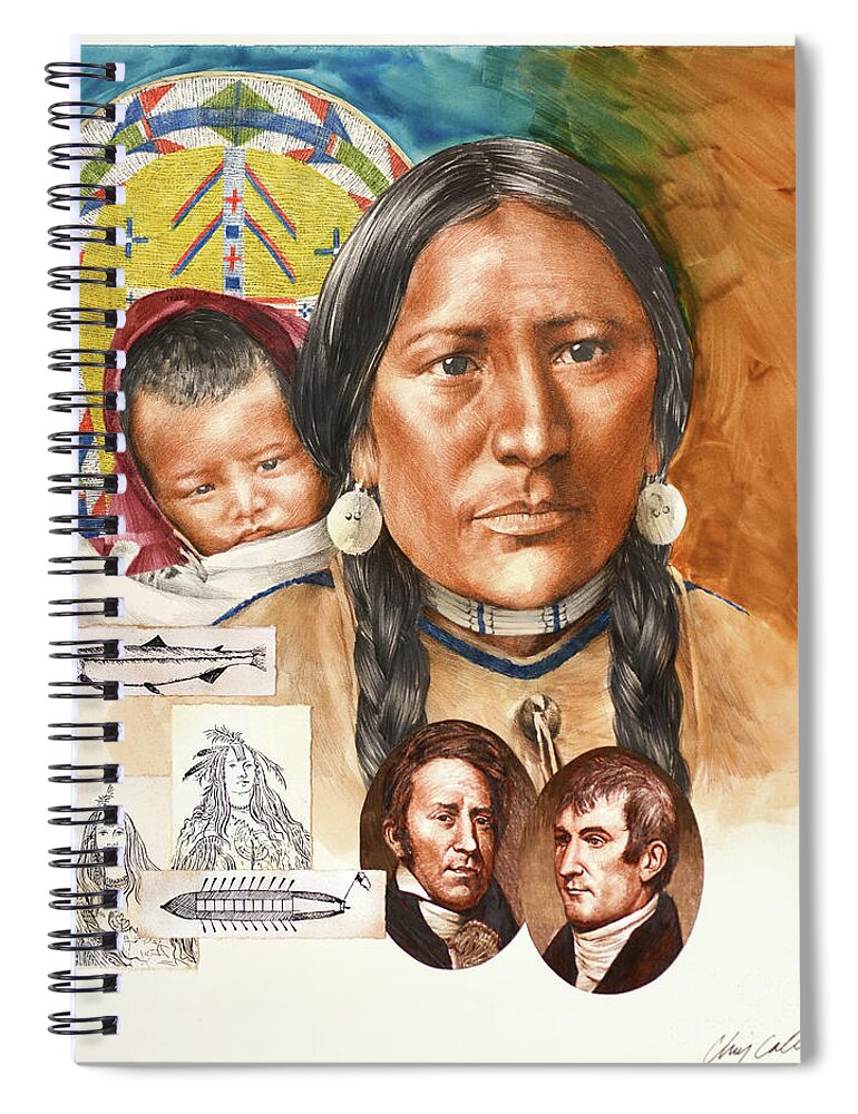 Chris Calle Spiral Notebook featuring the painting Sacajawea by Chris Calle