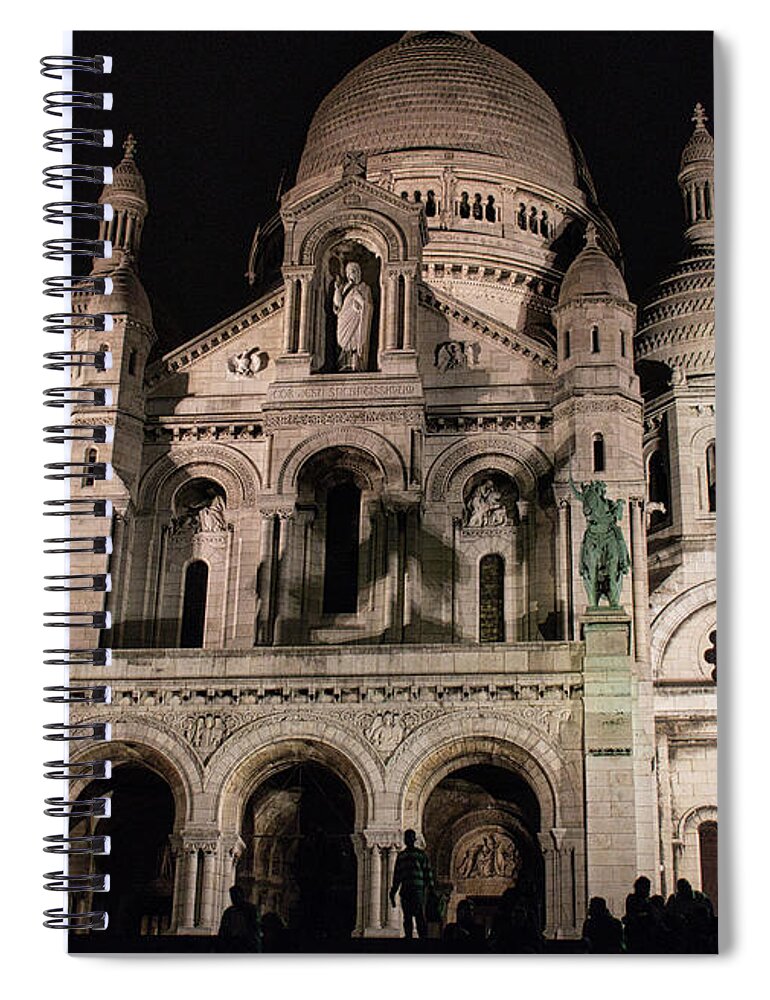 Building Spiral Notebook featuring the photograph Sacre Couer at Night by Portia Olaughlin