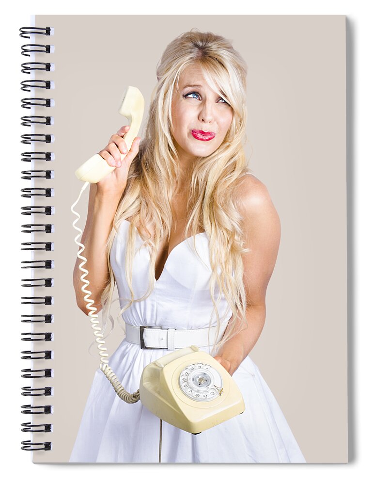 Reception Spiral Notebook featuring the photograph Pinup help desk operator by Jorgo Photography