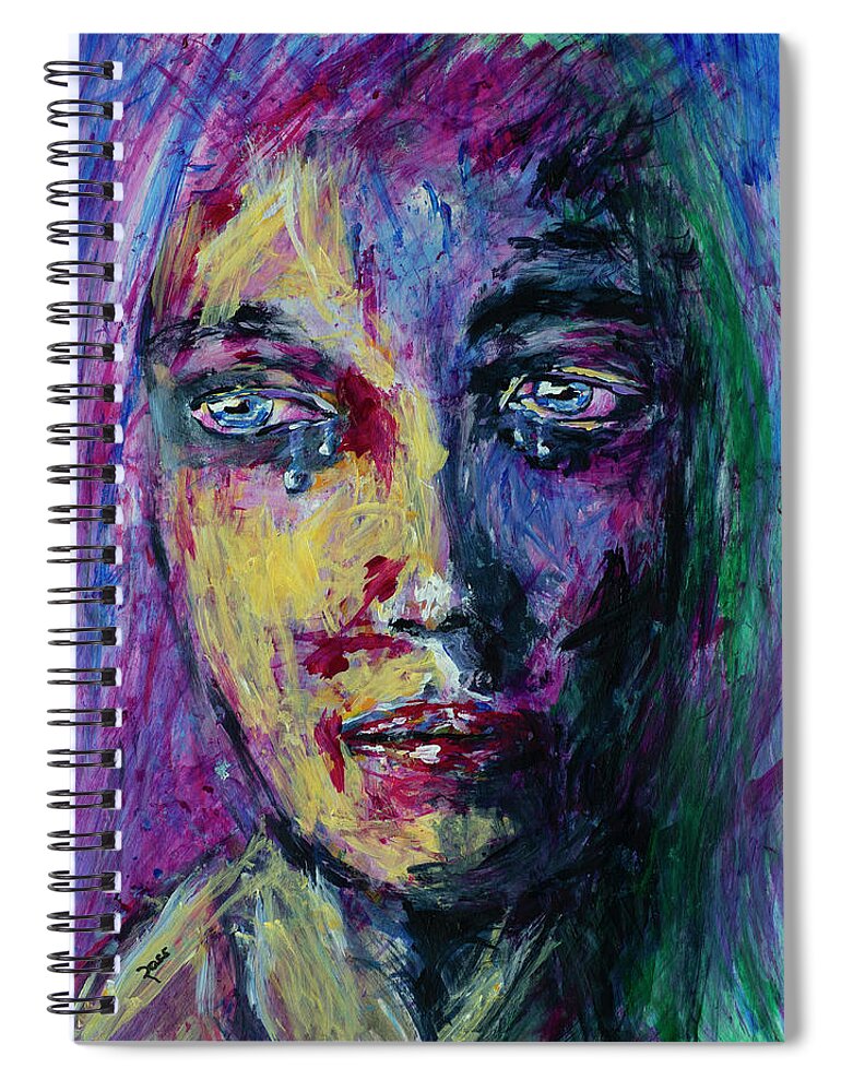 Woman Spiral Notebook featuring the painting Sadness by Mark Ross
