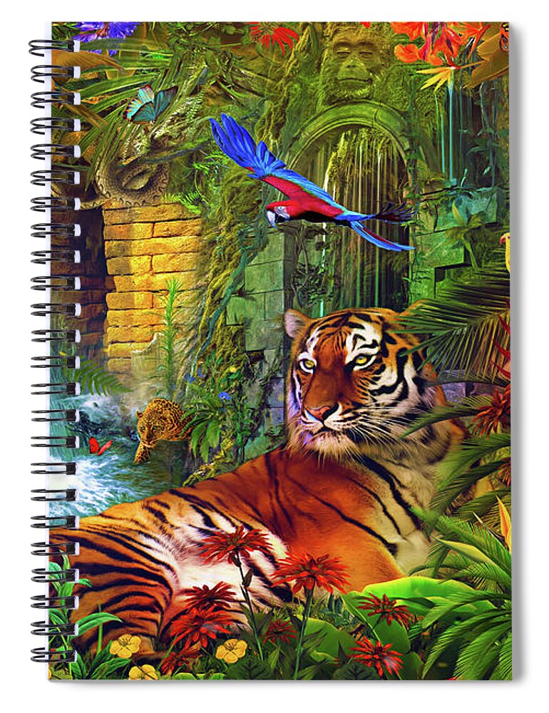 Tigers Spiral Notebook featuring the digital art Safari Summer by Claudia McKinney