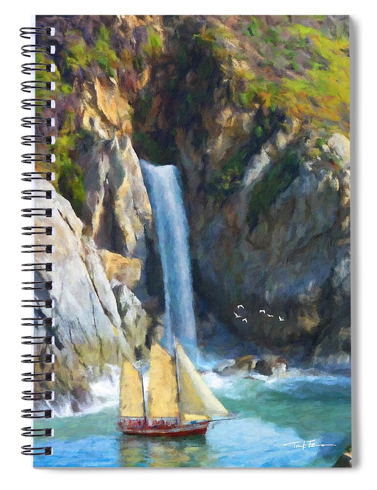 Seascape Spiral Notebook featuring the painting Safe Harbor Two by Trask Ferrero