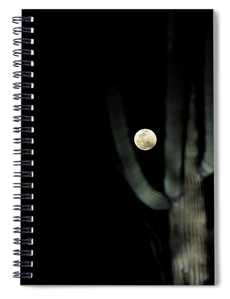 Arizona Spiral Notebook featuring the photograph Saguaro and the Moon by Joseph Philipson