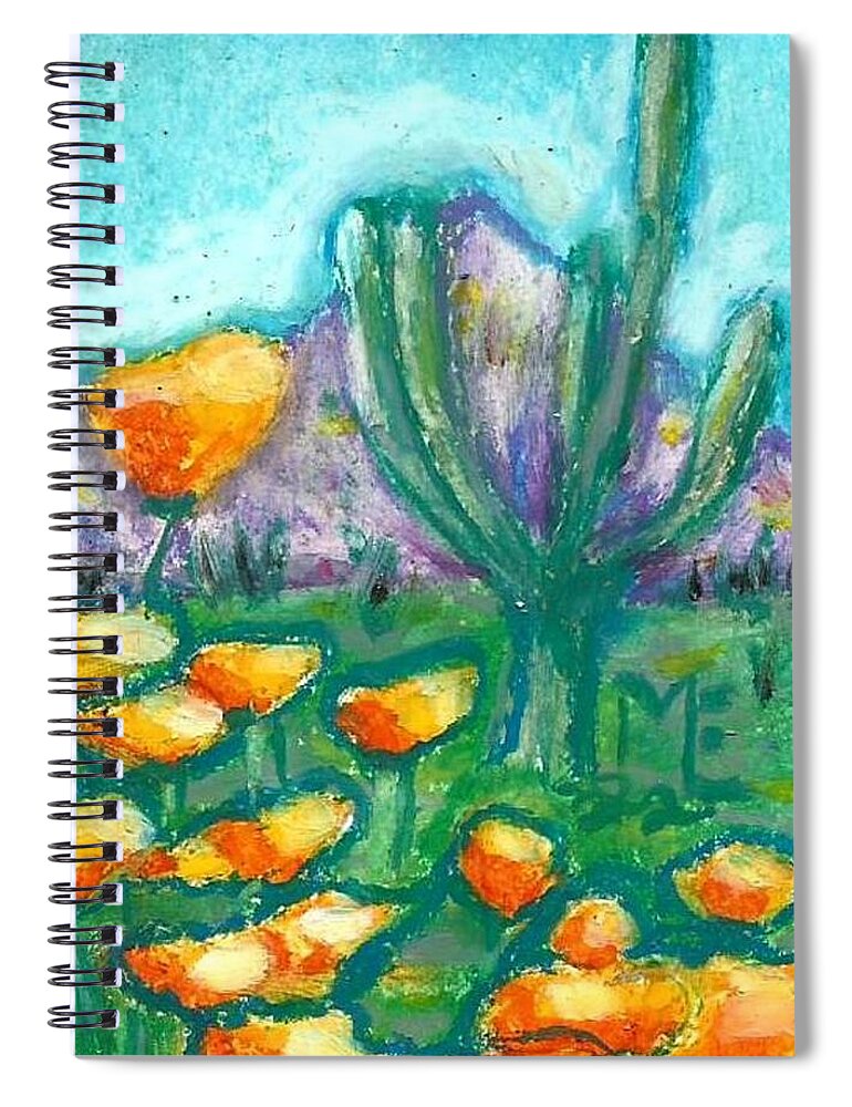 Saguaro Cactus Spiral Notebook featuring the painting Saguaro Cactus by Monica Resinger