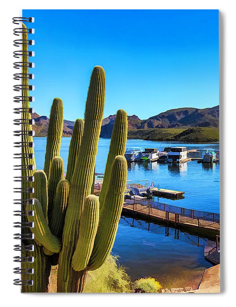 Saguaro Lake Spiral Notebook featuring the photograph Saguaro Lake Marina by Lorraine Baum