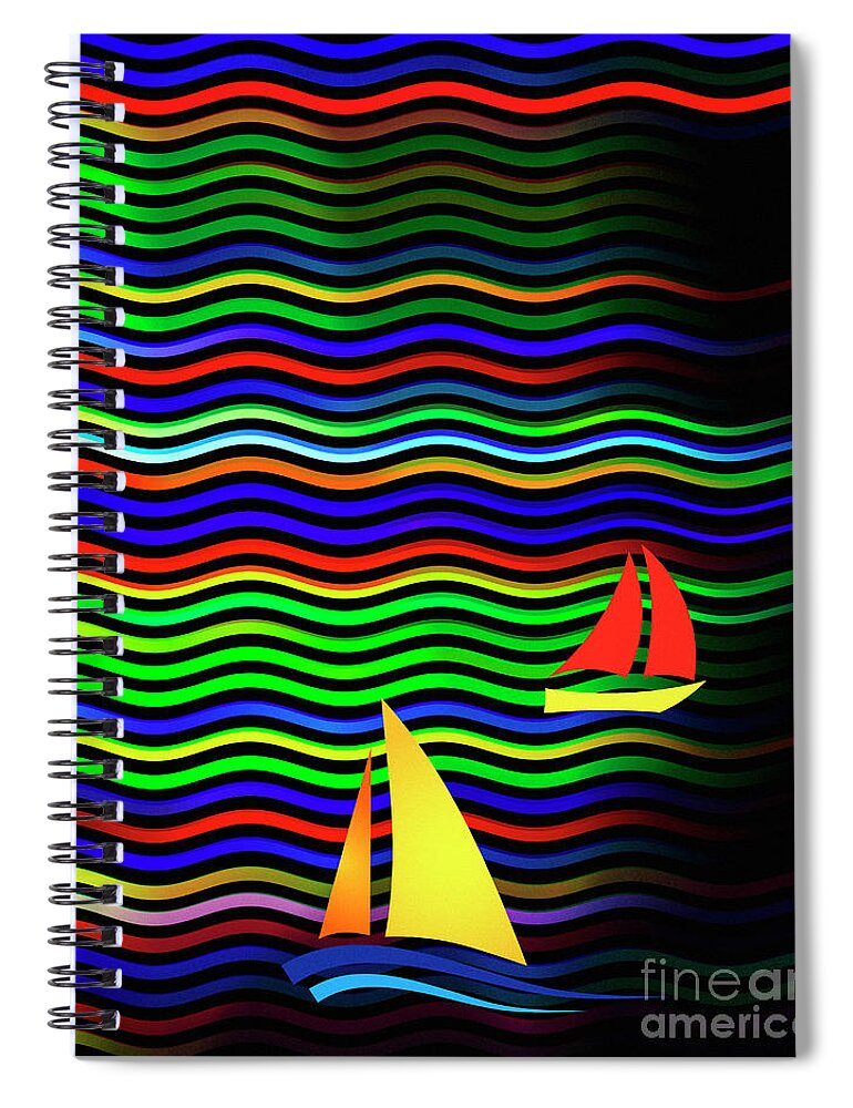 Nag006101 Spiral Notebook featuring the digital art Sail The Ocean 03 by Edmund Nagele FRPS