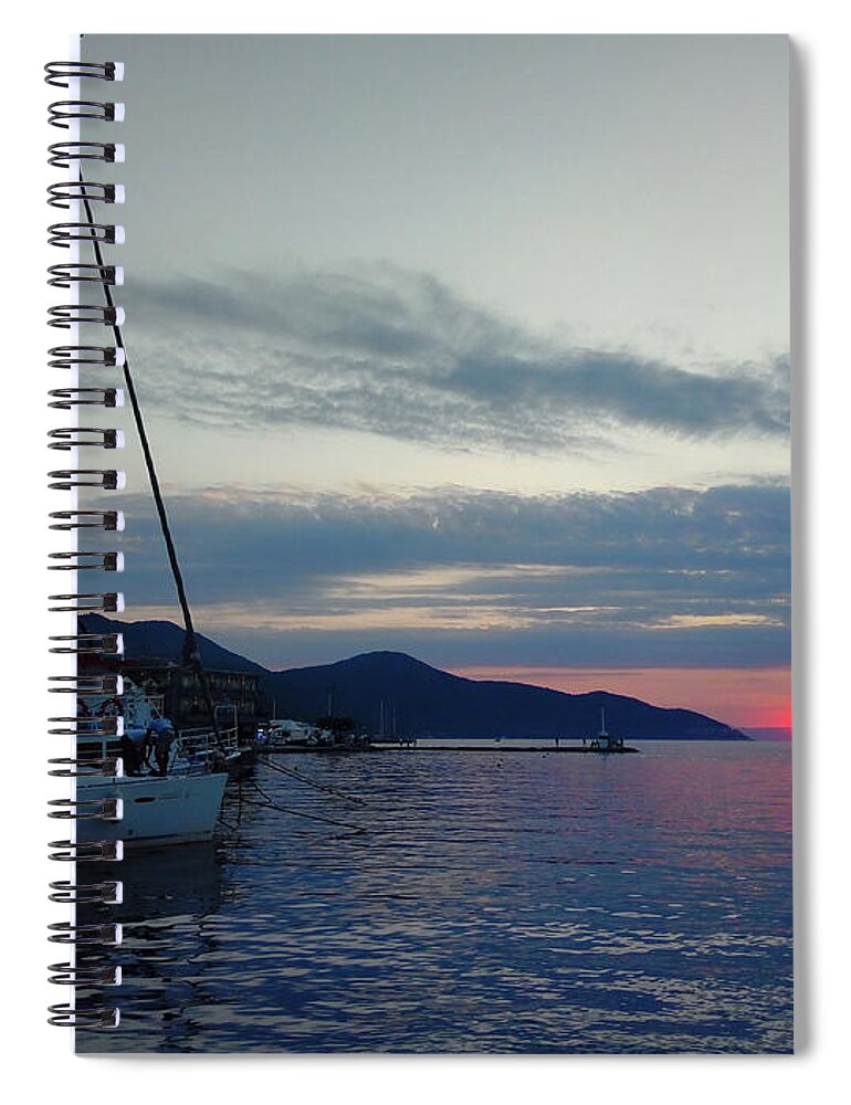 Sailboat Spiral Notebook featuring the photograph Sailboat at Sunset by Leonida Arte