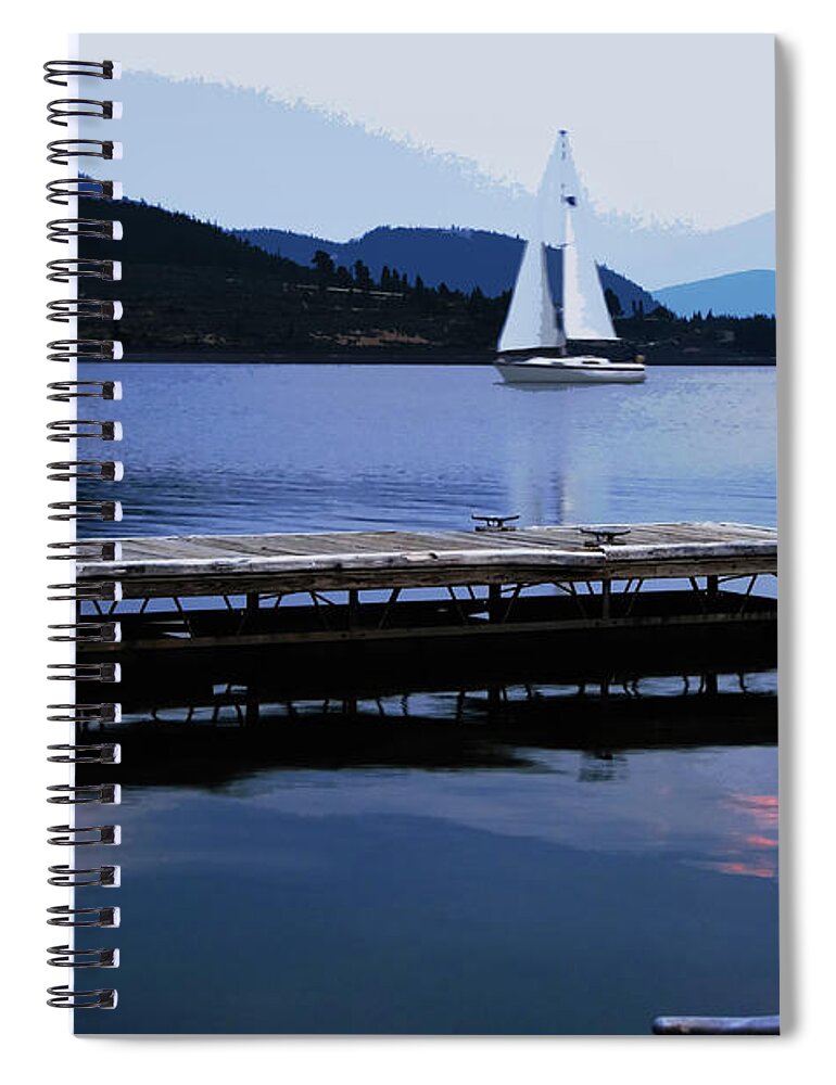 Sailboats Spiral Notebook featuring the photograph Sailboats returning to dock at dusk fine art photography by Mark Stout