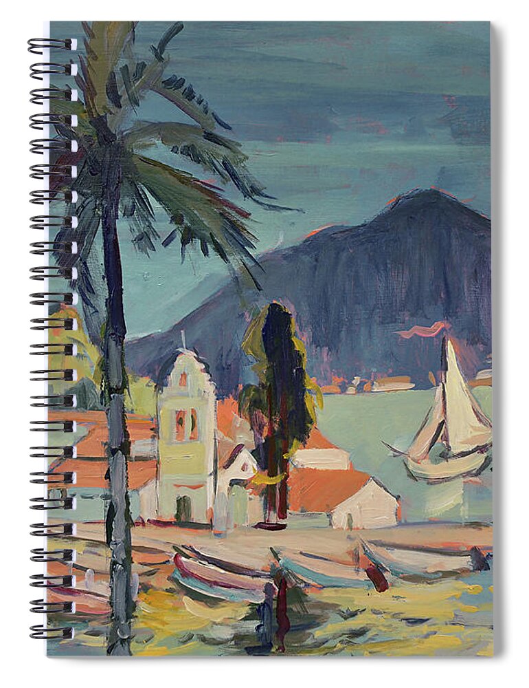 Corfu Spiral Notebook featuring the painting Sailing around Corfu by Nop Briex