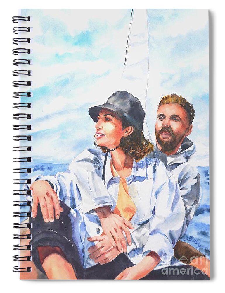 Sailing Spiral Notebook featuring the painting Sailing fun by Betty M M Wong