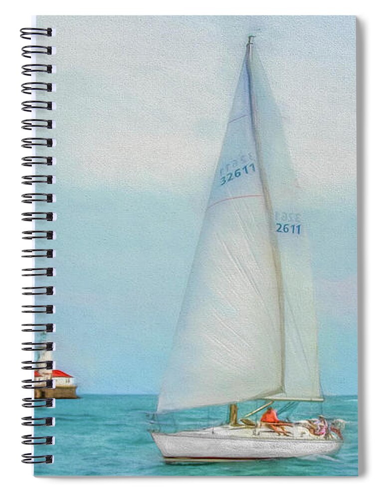 Sailing Spiral Notebook featuring the photograph Sailing Through Aqua Blue by Kevin Lane