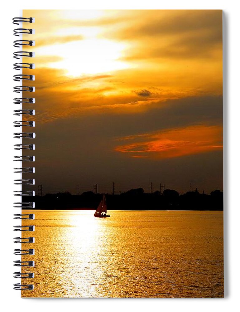 Sailboat Spiral Notebook featuring the photograph Sailing Into the Sunset by Linda Stern