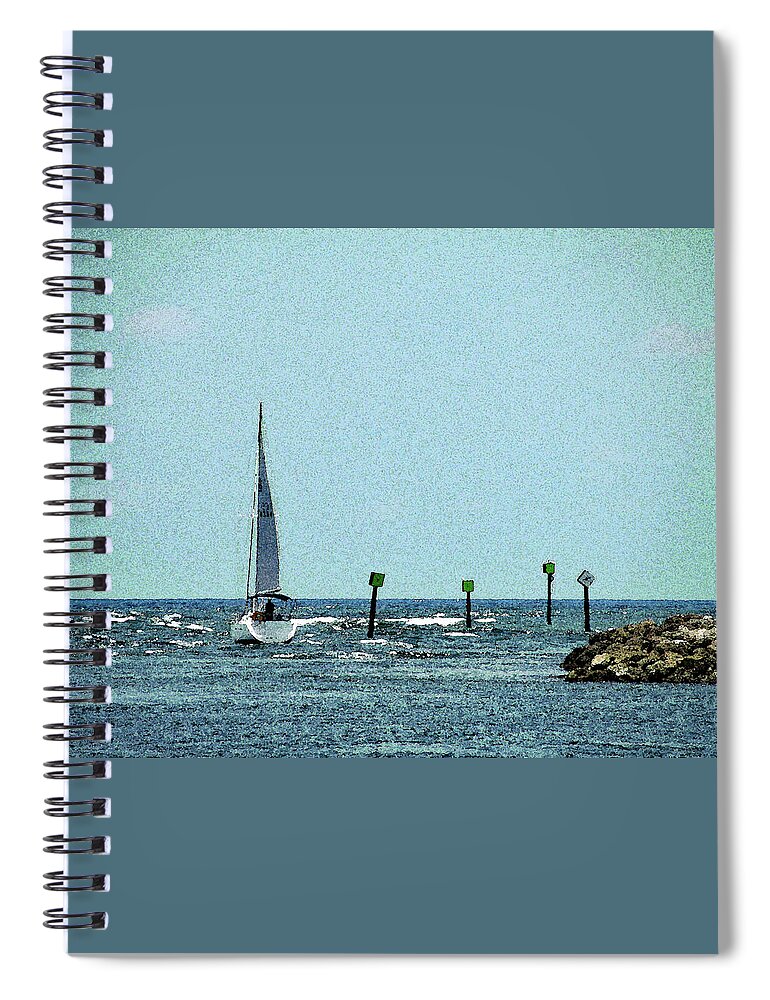 Sailboat Spiral Notebook featuring the photograph Sailing Out by Corinne Carroll