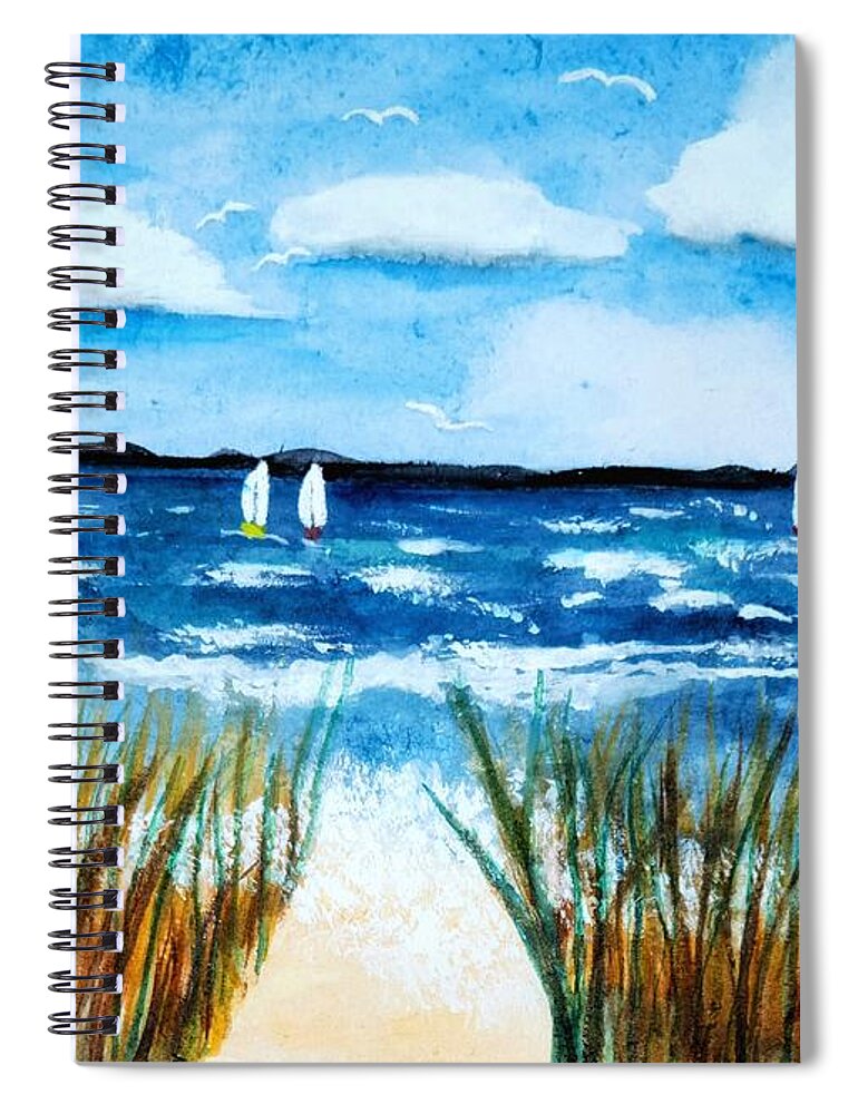 Beach Spiral Notebook featuring the painting Sailing by Shady Lane Studios-Karen Howard