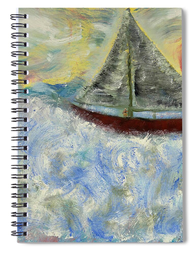 Fishing Spiral Notebook featuring the painting Old man and the Sea by David McCready