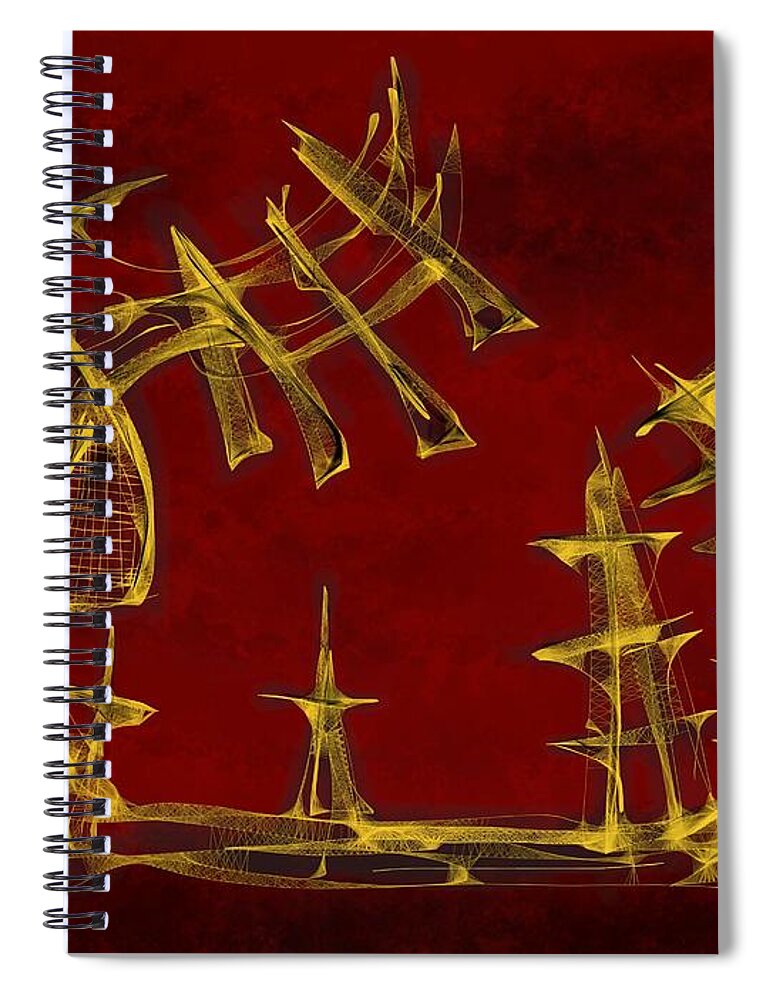 Sailing Spiral Notebook featuring the digital art Sailng ship by Ljev Rjadcenko