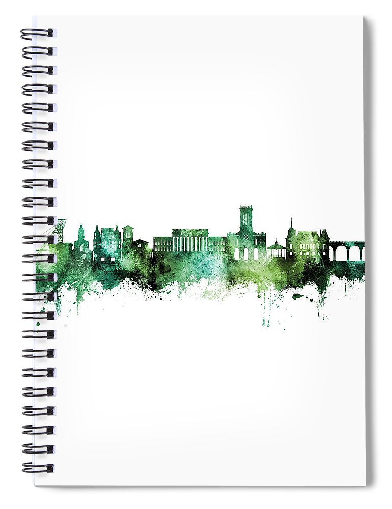 Saint-Étienne Spiral Notebook featuring the digital art Saint-Etienne France Skyline #95 by Michael Tompsett