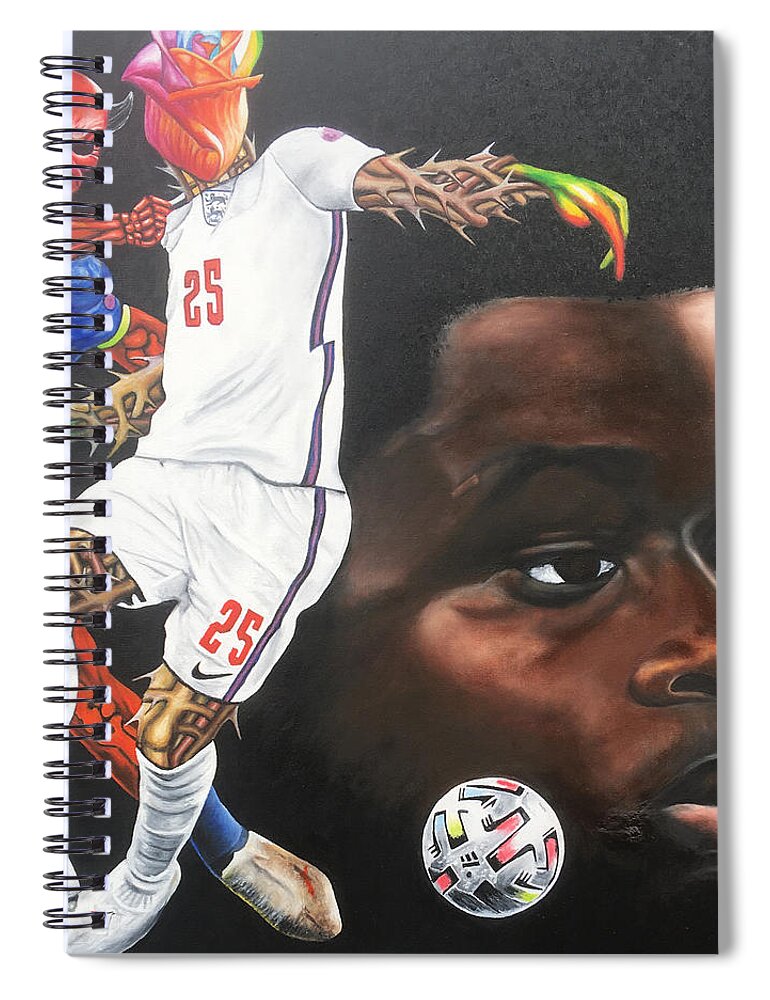 Arsenal Player Spiral Notebook featuring the painting SAKA Euro2020 Hero by O Yemi Tubi