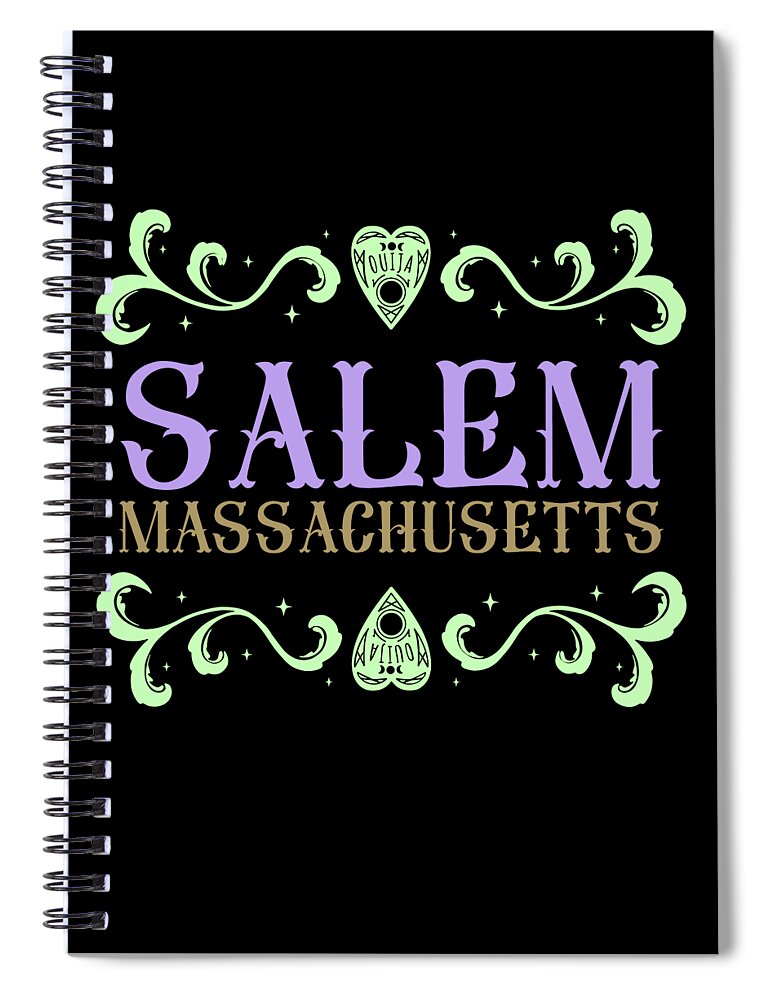 Halloween Spiral Notebook featuring the digital art Salem Massachusetts Ouija Love by Flippin Sweet Gear