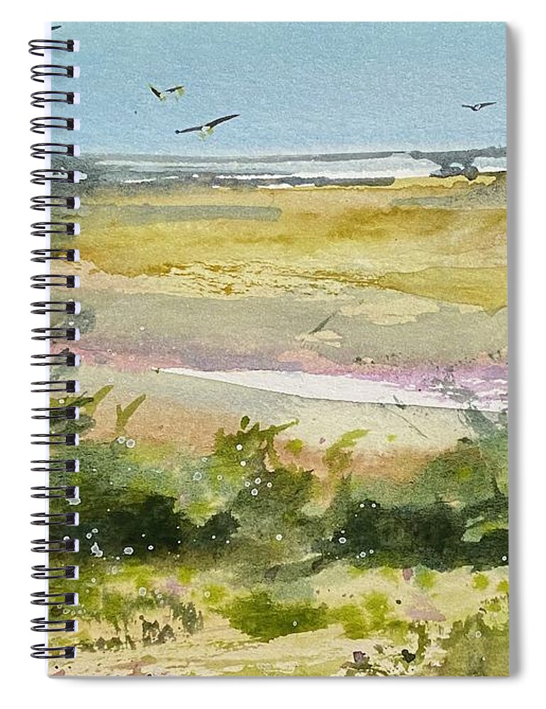  Beach Spiral Notebook featuring the painting Salt Marsh 2 by Kellie Chasse