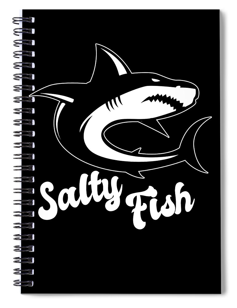 Cool Spiral Notebook featuring the digital art Salty Fish Sassy Shark Pun by Flippin Sweet Gear