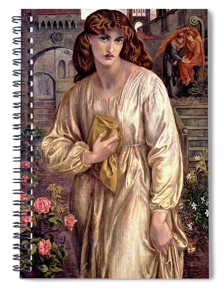 Salutation Of Beatrice Spiral Notebook featuring the painting Salutation of Beatrice - Digital Remastered Edition by Dante Gabriel Rossetti