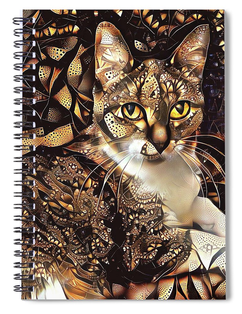 Tabby Cat Spiral Notebook featuring the digital art Samantha the Tabby Cat by Peggy Collins