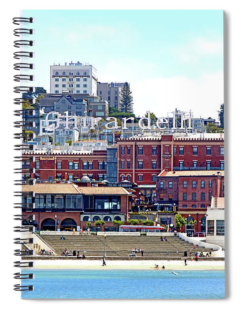 Wingsdomain Spiral Notebook featuring the photograph San Francisco Ghirardelli Square Ice Cream And Chocolate Factory R2531a by Wingsdomain Art and Photography