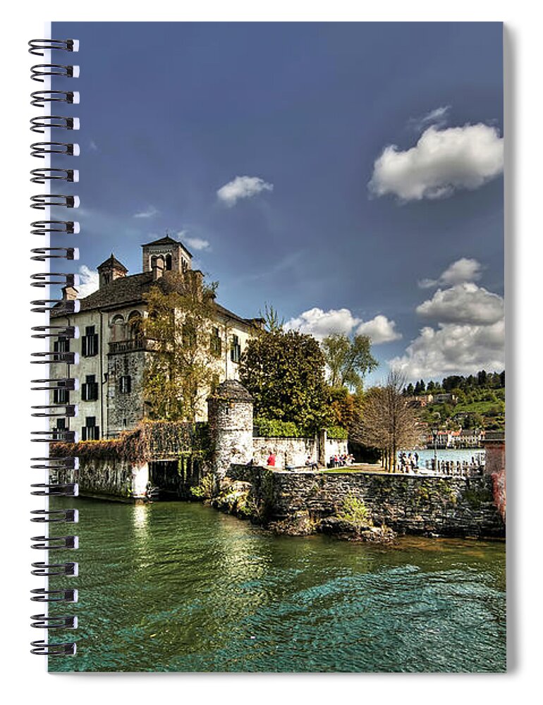 Italy Spiral Notebook featuring the photograph San Giulio Island - Lake Orta - Italy by Paolo Signorini