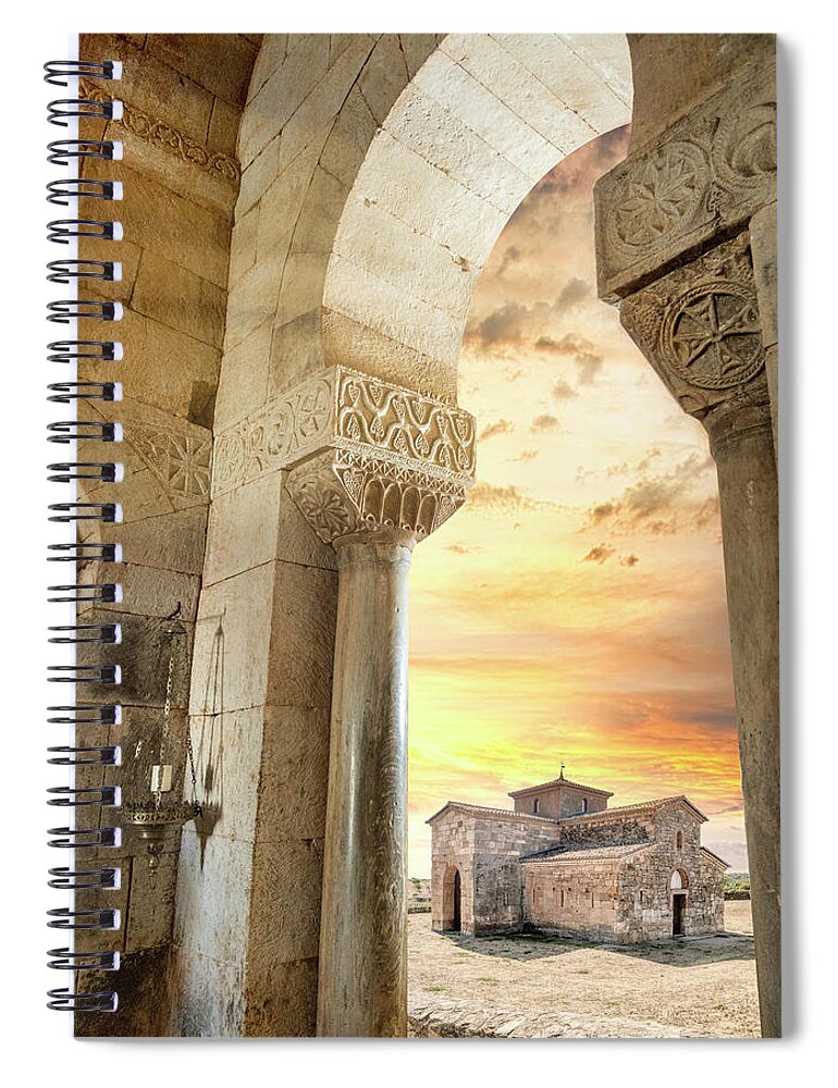 Medieval Church Spiral Notebook featuring the photograph San Pedro de la Nave by Micah Offman