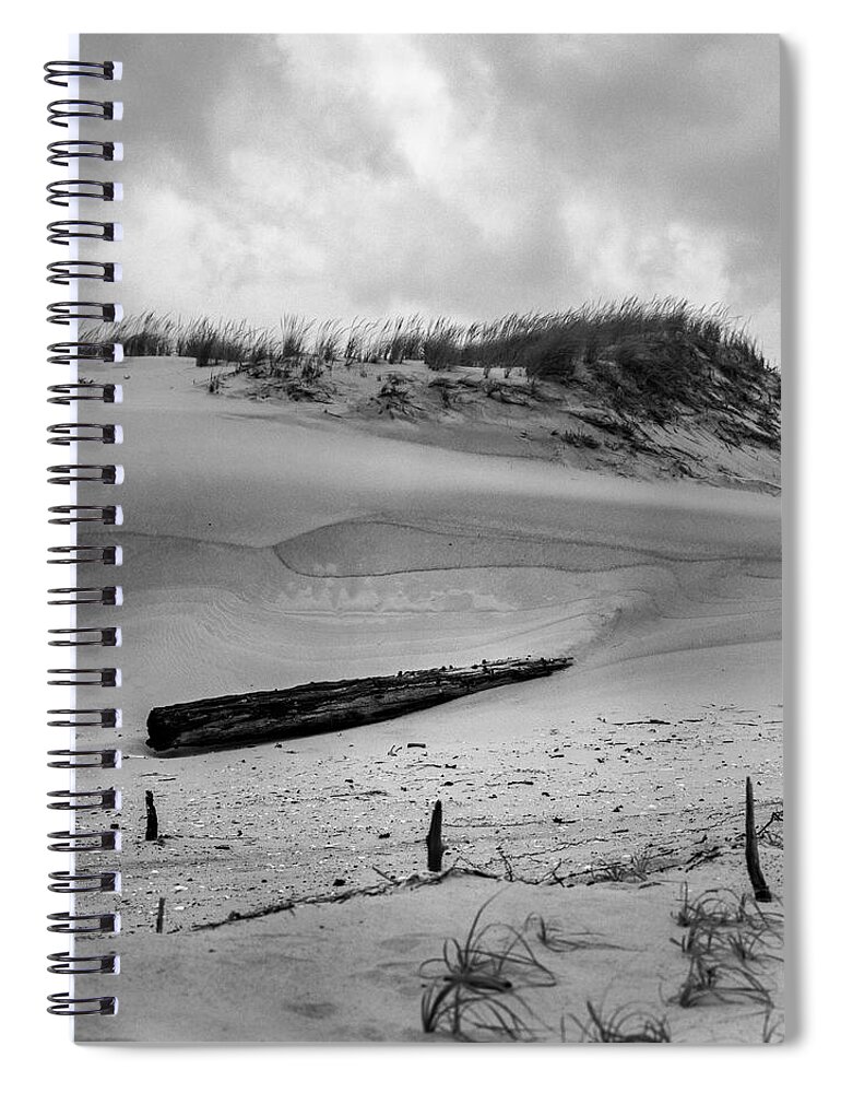 Beach Spiral Notebook featuring the photograph Sand Dune and Driftwood by Stephen Russell Shilling