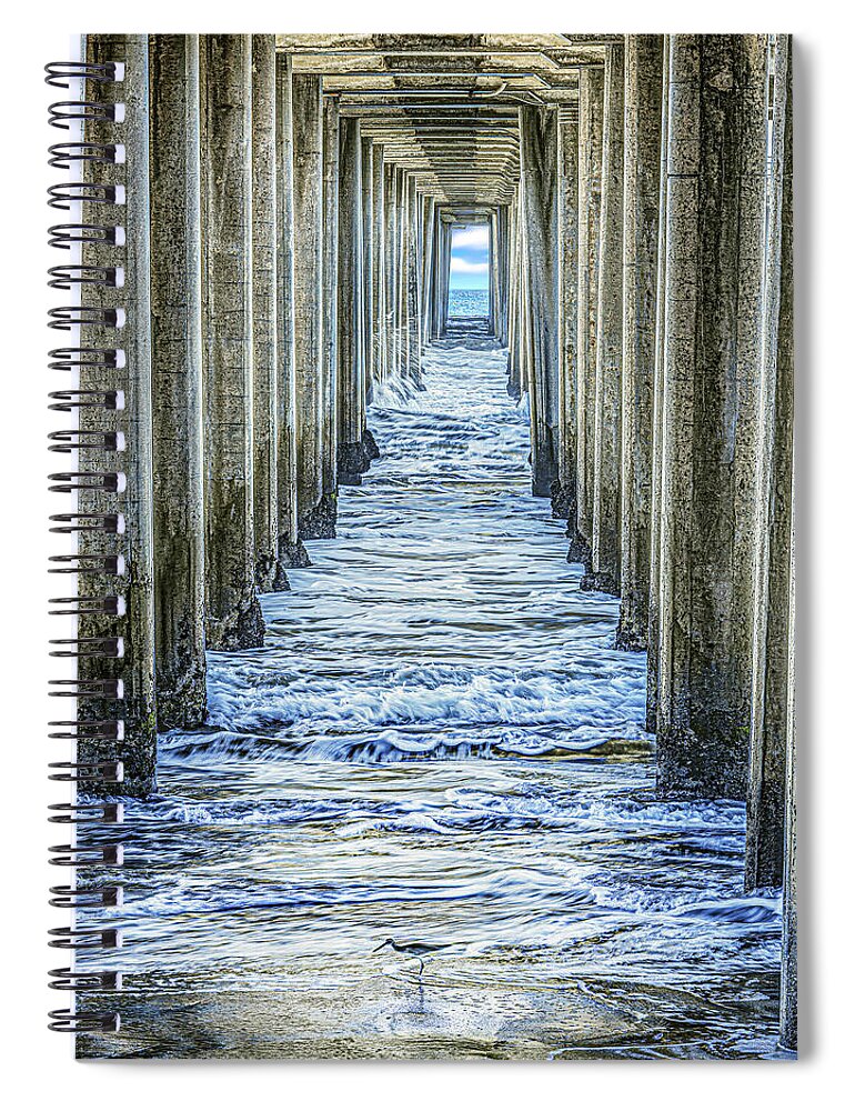 Pier Spiral Notebook featuring the photograph Sandpiper Pier, Huntington Beach, California by Don Schimmel