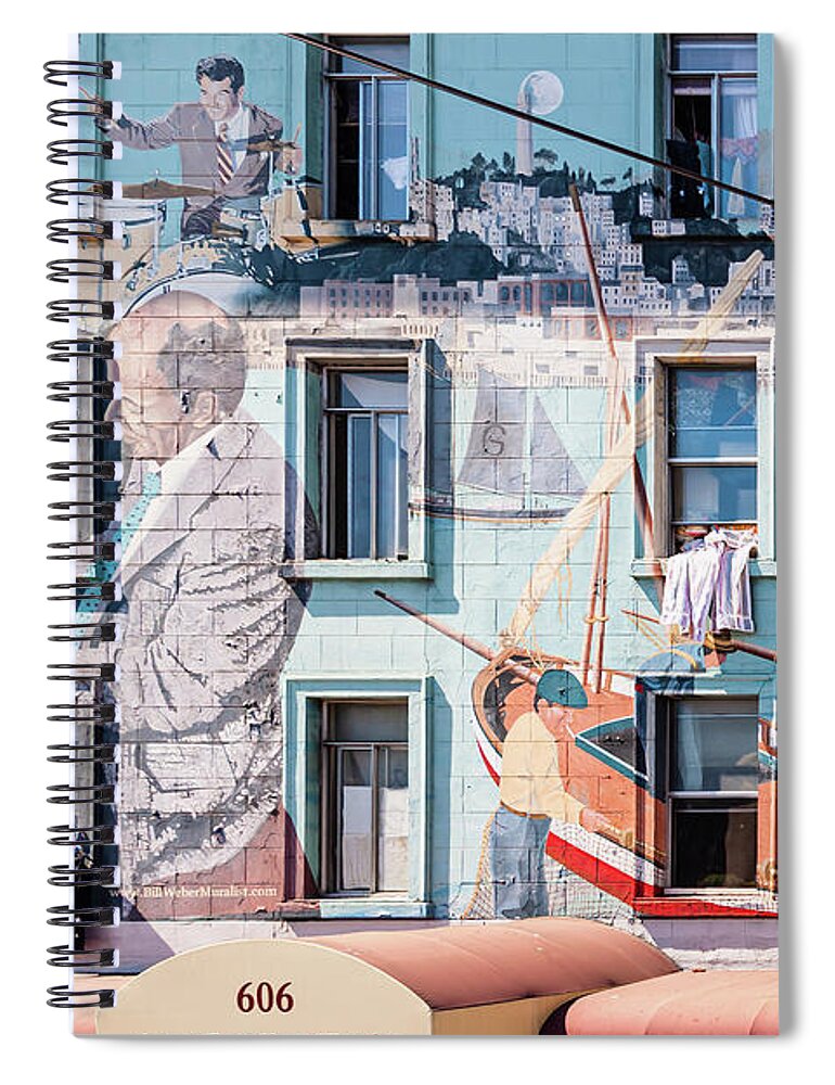 San Ffancisco Spiral Notebook featuring the photograph SanFran Jazz wall of Fame by Charles McCleanon