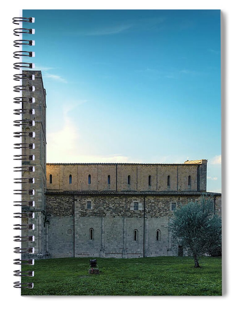Montalcino Spiral Notebook featuring the photograph Sant Antimo Abbey in the Morning by Stefano Orazzini