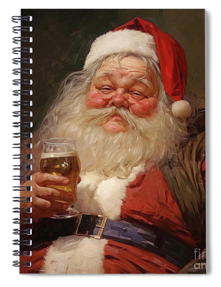 Santa Claus Spiral Notebook featuring the painting Santa After Hours by Tina LeCour