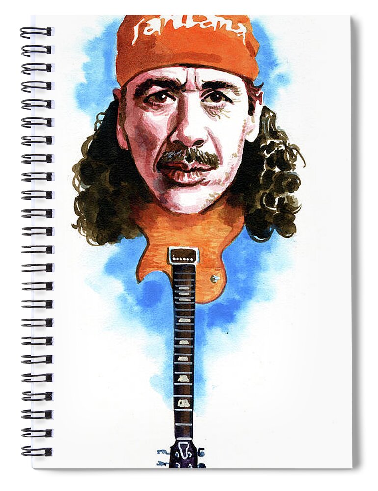 Carlos Santana Spiral Notebook featuring the painting Santana by Ken Meyer jr