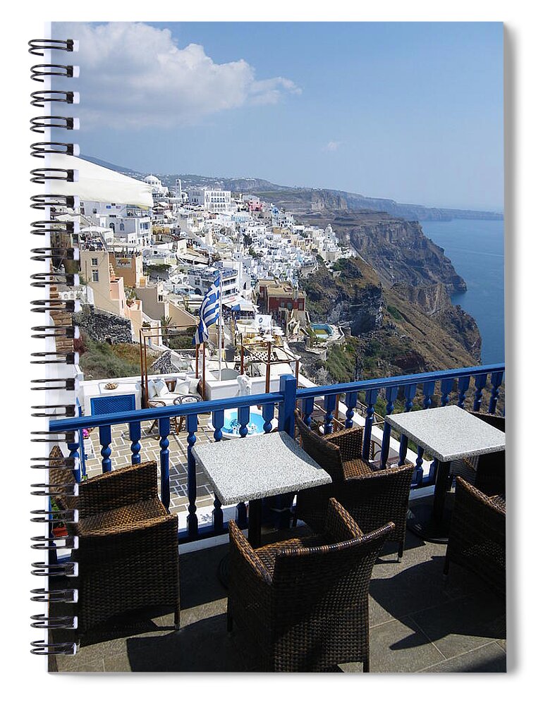 Cafe Spiral Notebook featuring the photograph Santorini cafe by Lisa Mutch