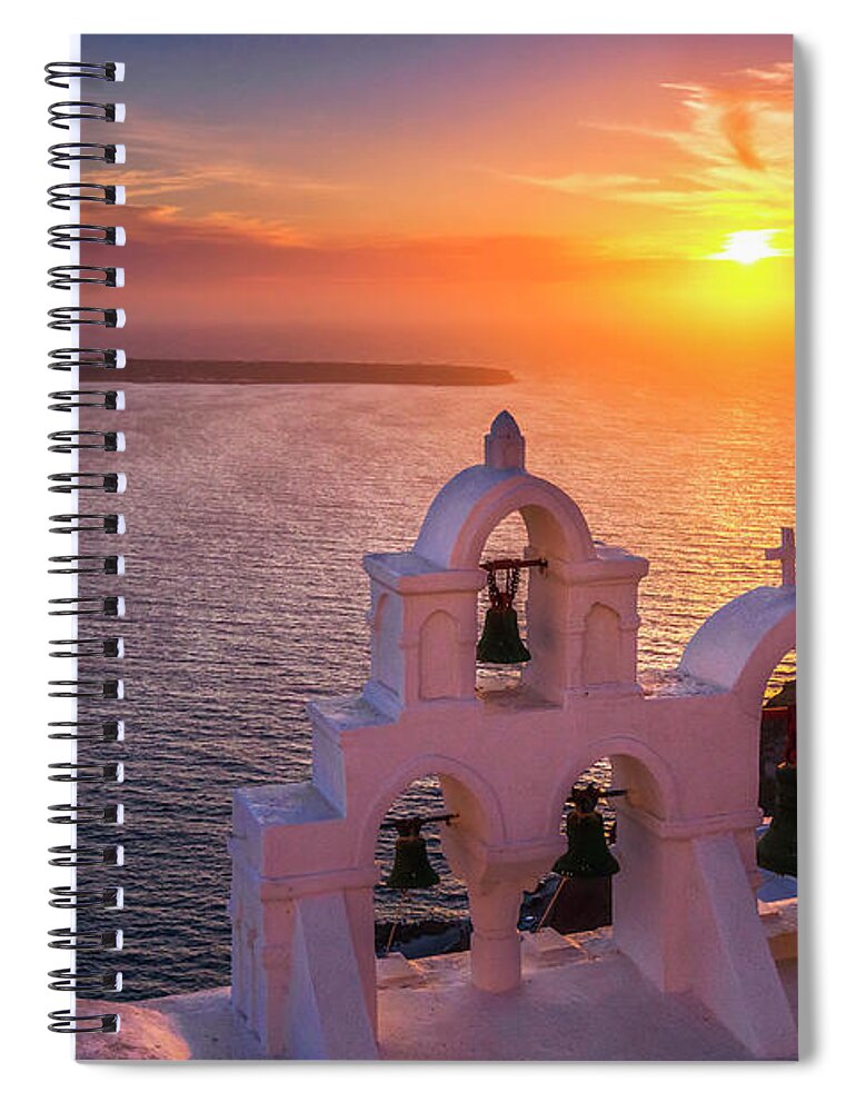 Greece Spiral Notebook featuring the photograph Santorini Sunset by Evgeni Dinev