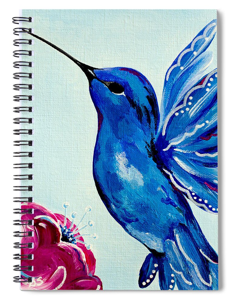 Bird Spiral Notebook featuring the painting Sapphire Hummingbird by Beth Ann Scott
