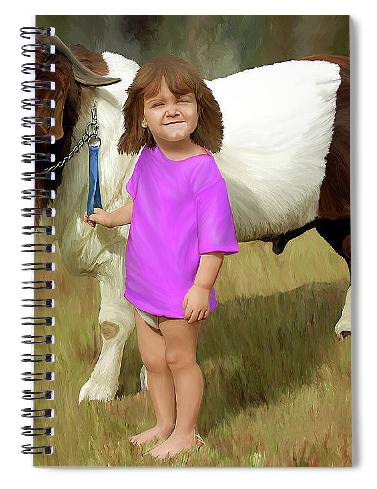 Pet Portrait Spiral Notebook featuring the mixed media Sarah and Billy by David Wagner