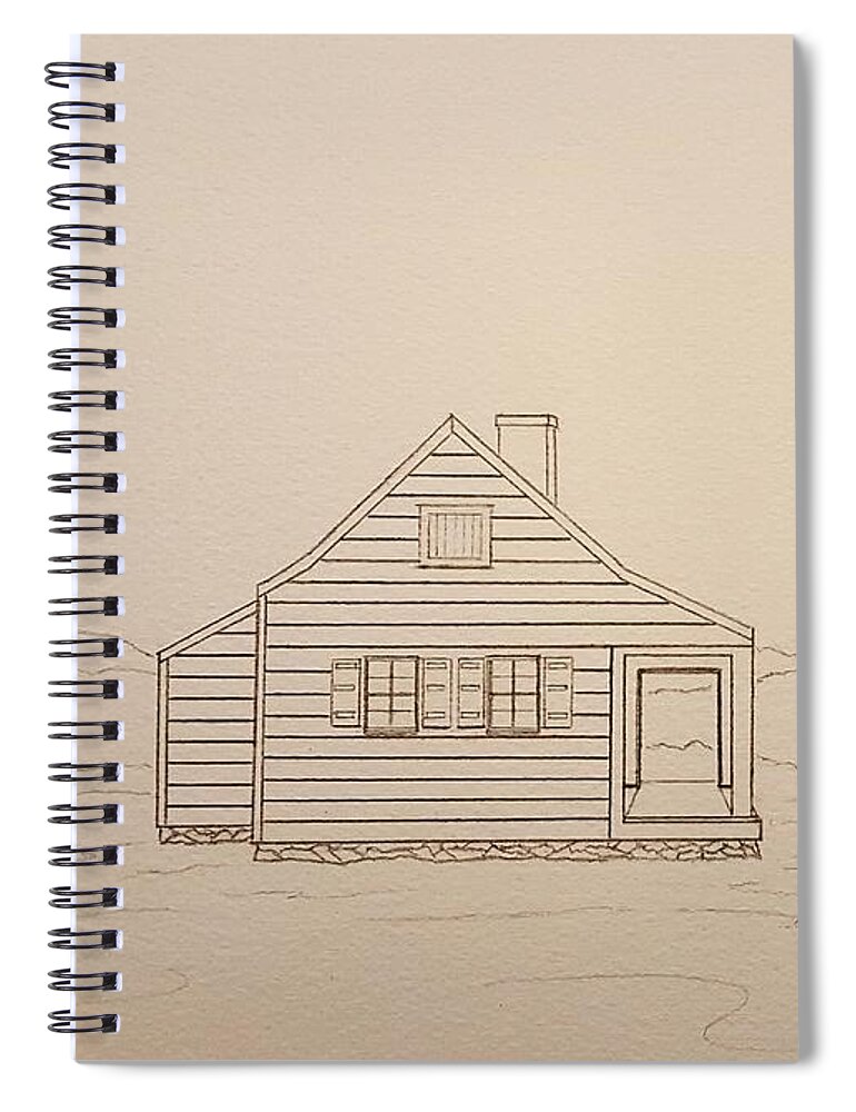 Sketch Spiral Notebook featuring the drawing Saratoga Farmhouse by John Klobucher