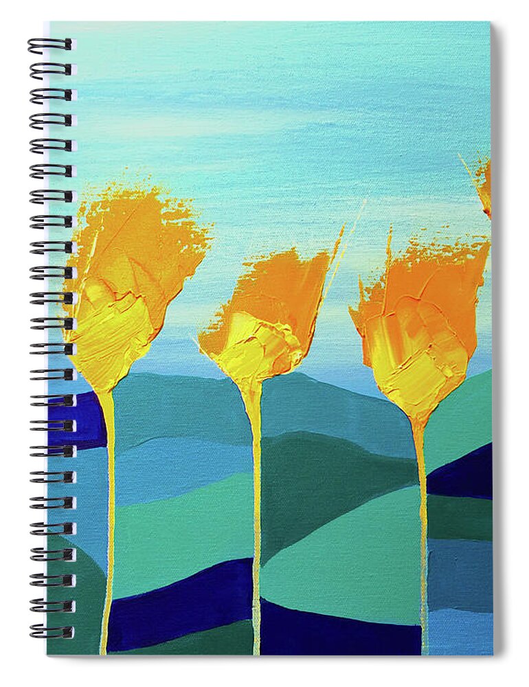 Flower Spiral Notebook featuring the mixed media Sassy Garden by Linda Bailey