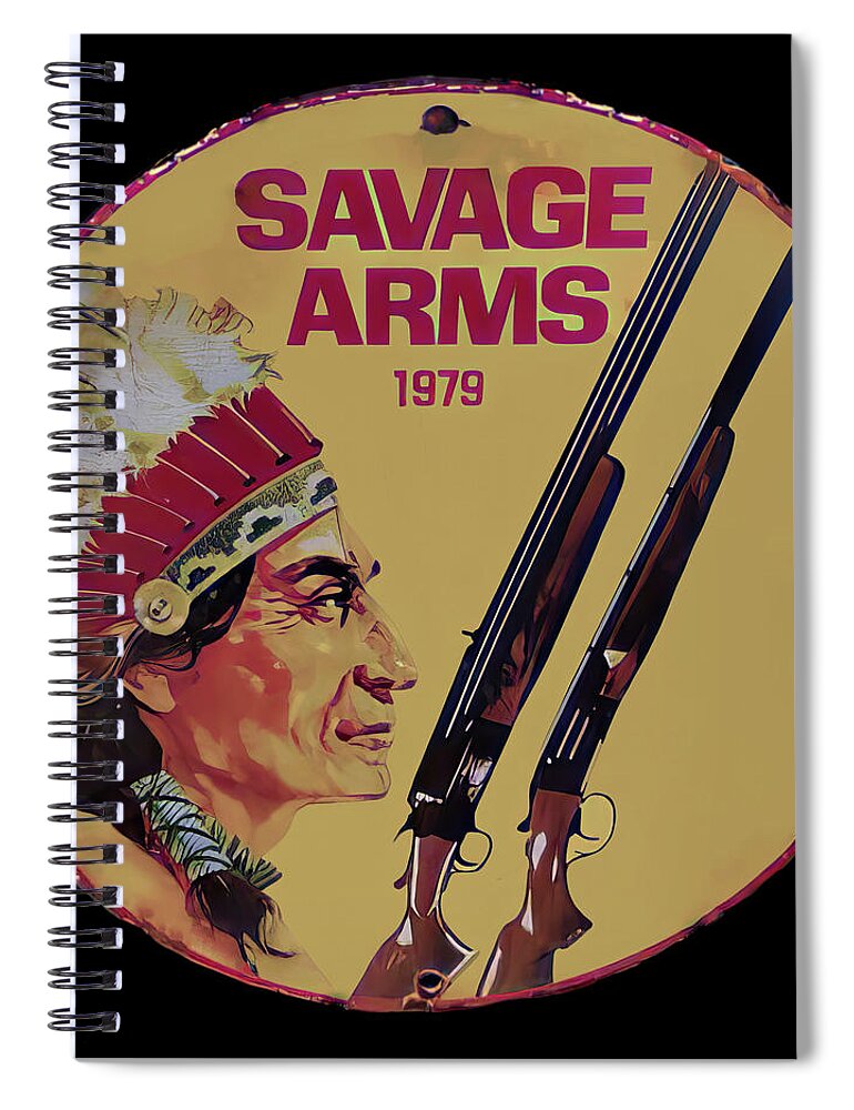 Savage Arms Spiral Notebook featuring the photograph Savage arms vintage sign by Flees Photos
