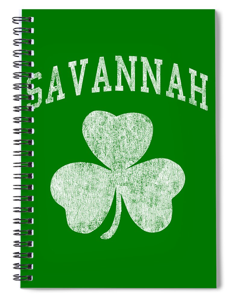 Cool Spiral Notebook featuring the digital art Savannah Georgia Irish Shamrock by Flippin Sweet Gear