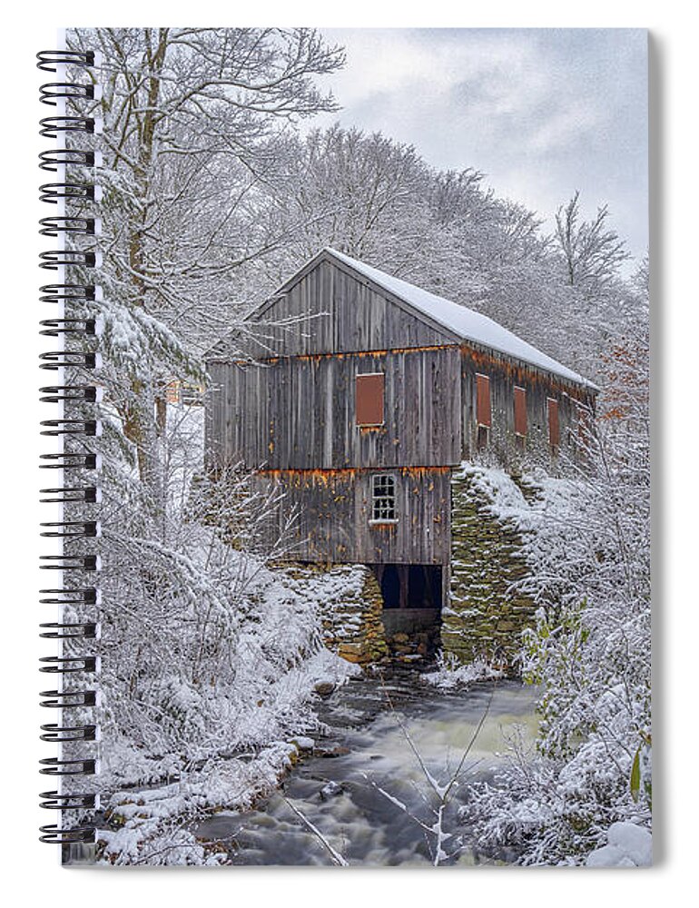 Moore State Park Spiral Notebook featuring the photograph Sawmill Moore State Park Paxton Massachusetts Winter Scenery by Juergen Roth