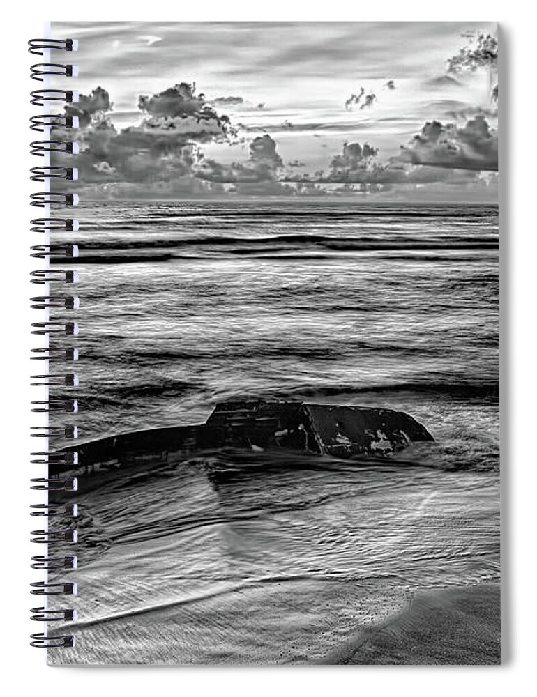 North Carolina Spiral Notebook featuring the photograph Saying Goodbye to an Old Friend bw by Dan Carmichael