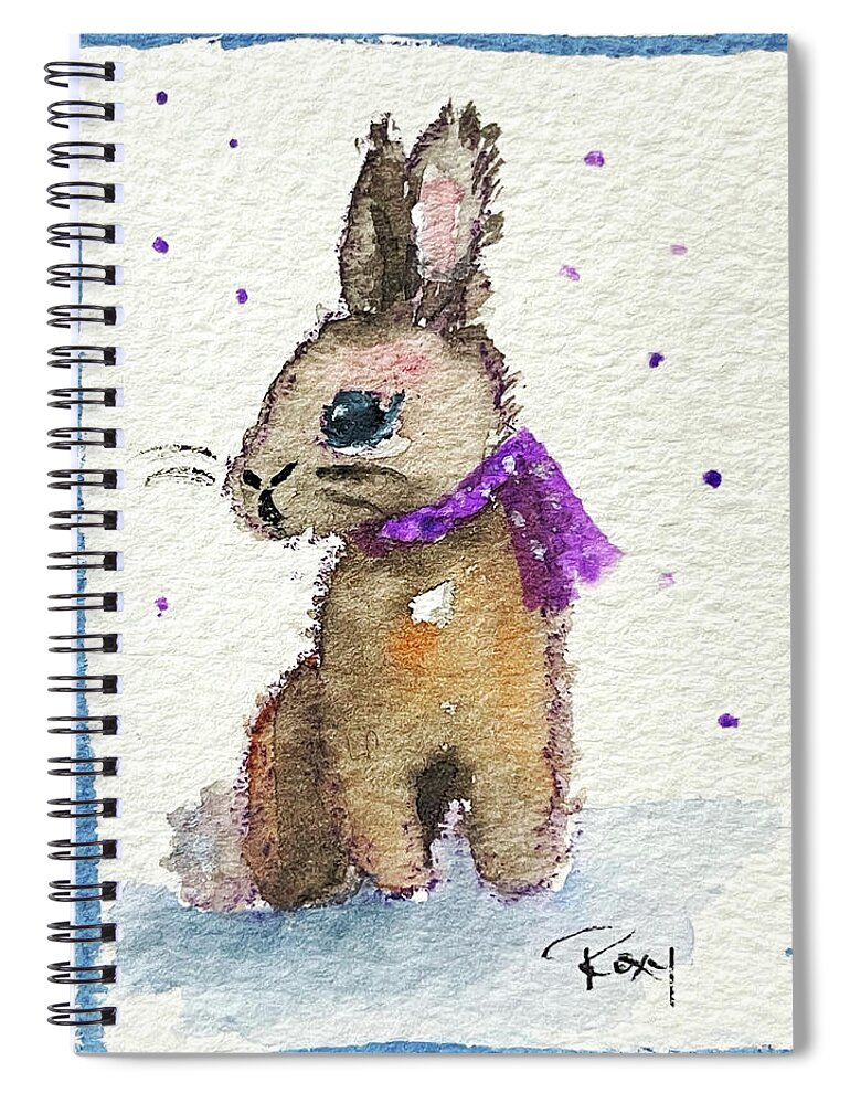 Drunk Bunny Spiral Notebook featuring the painting Scarf Bunny by Roxy Rich